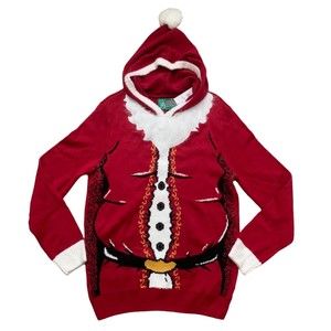 NEW Ugly Christmas Sweater Santa Belly Hoodie Size Medium